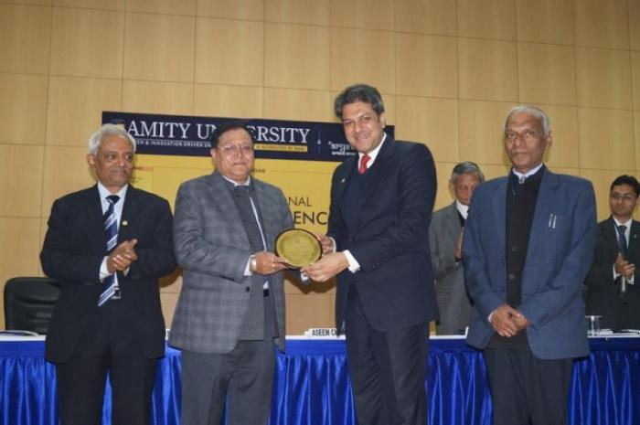 Dr V K Saraswat felicitated by Mr Aseem Chauhan at Amity University Jaipur